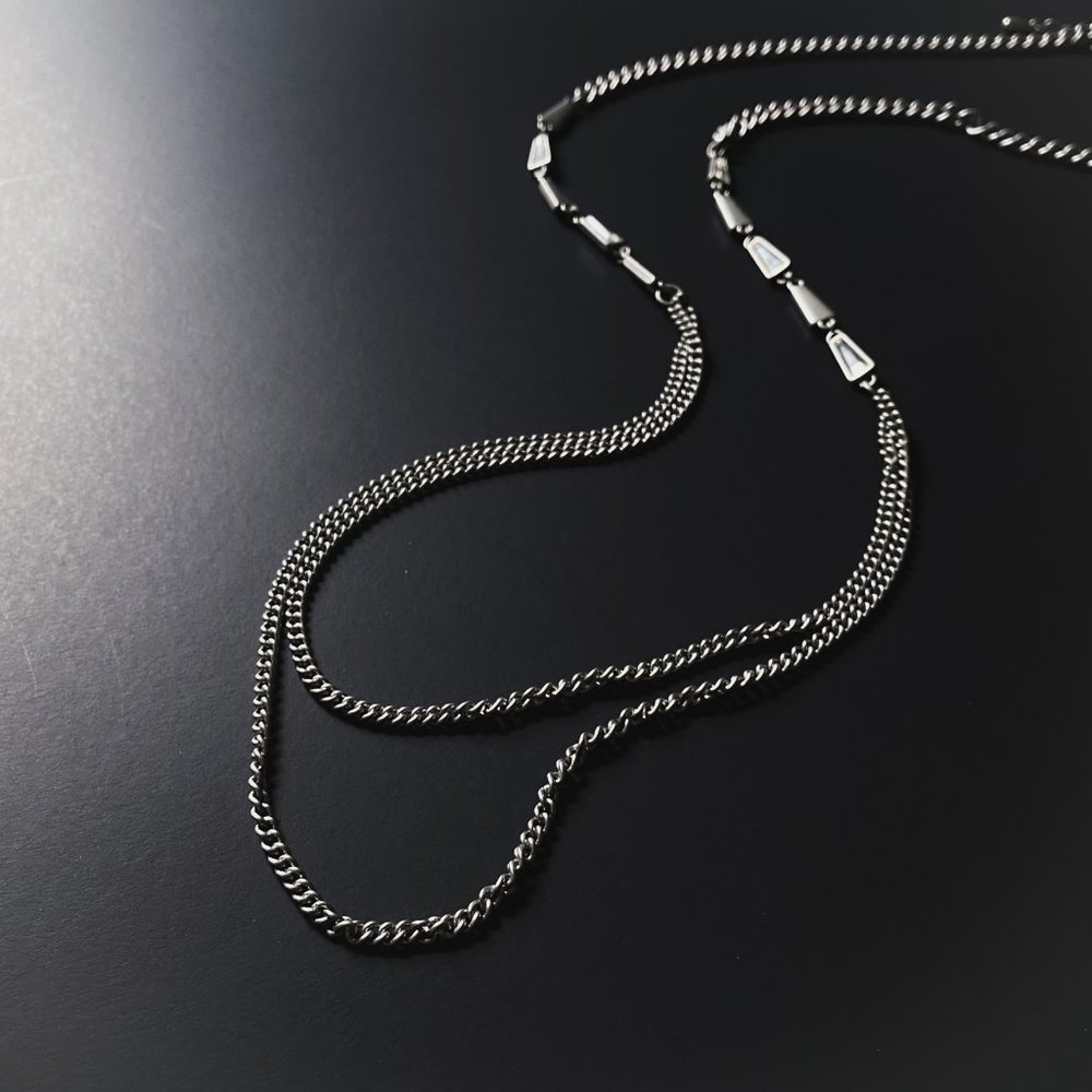 40" Lia Sophia Matte Silver Tone Two Layer Multi Strand Rhinestone Necklace